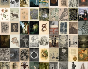 200 szt. 2/3 grunge wystrój pokoju estetyczny | Zestaw kolaży zdjęć vintage | Kolaż ścienny Dark Academia | Pobieranie cyfrowe | WP04