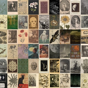 200 PCS 1/3 Estética de decoração de quarto grunge | Kit de colagem de fotos vintage | Colagem de Parede Dark Academia | Download digital | WP03