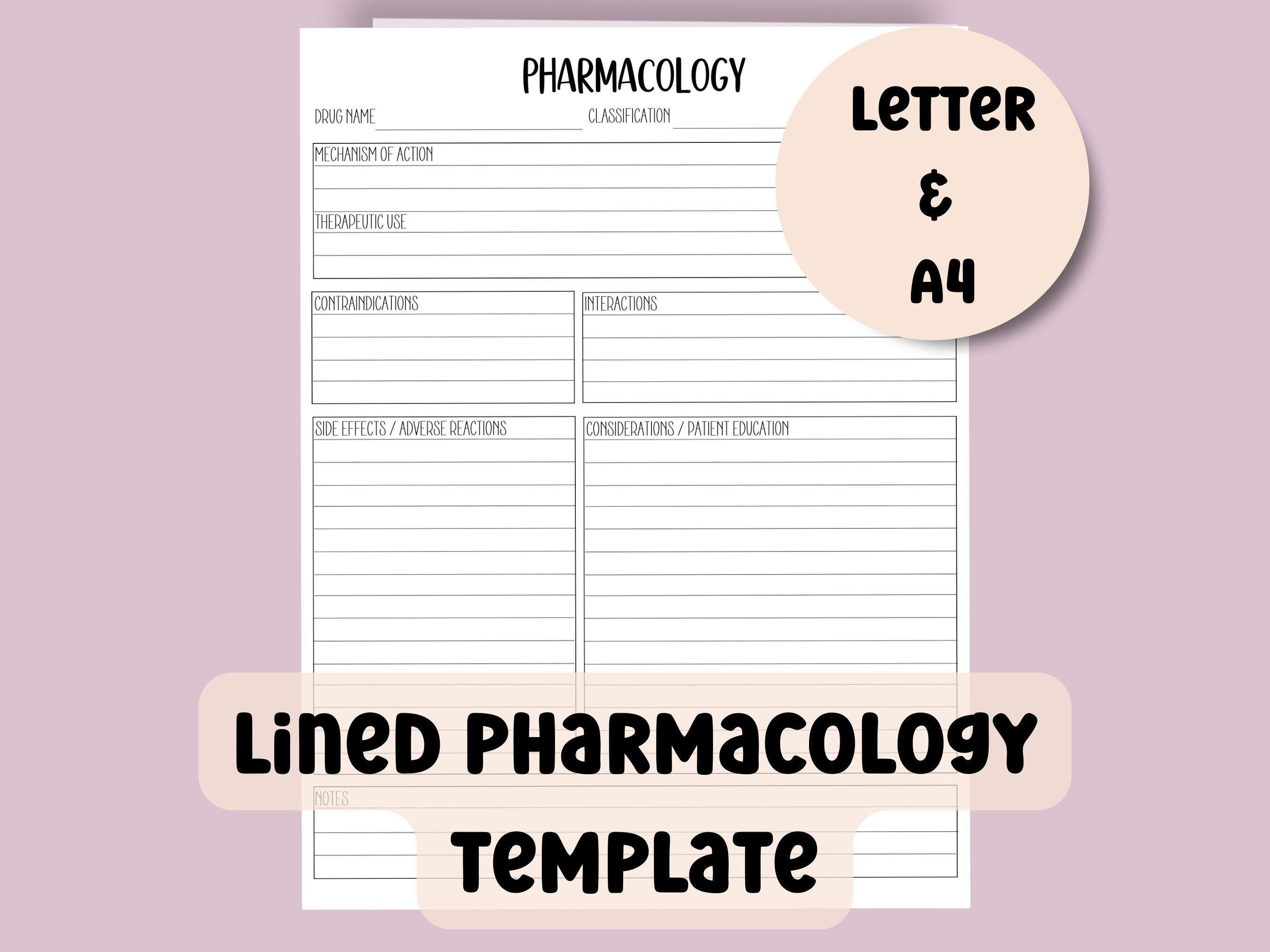 Pharmacology Printable Drug Card Printable Nursing School Template