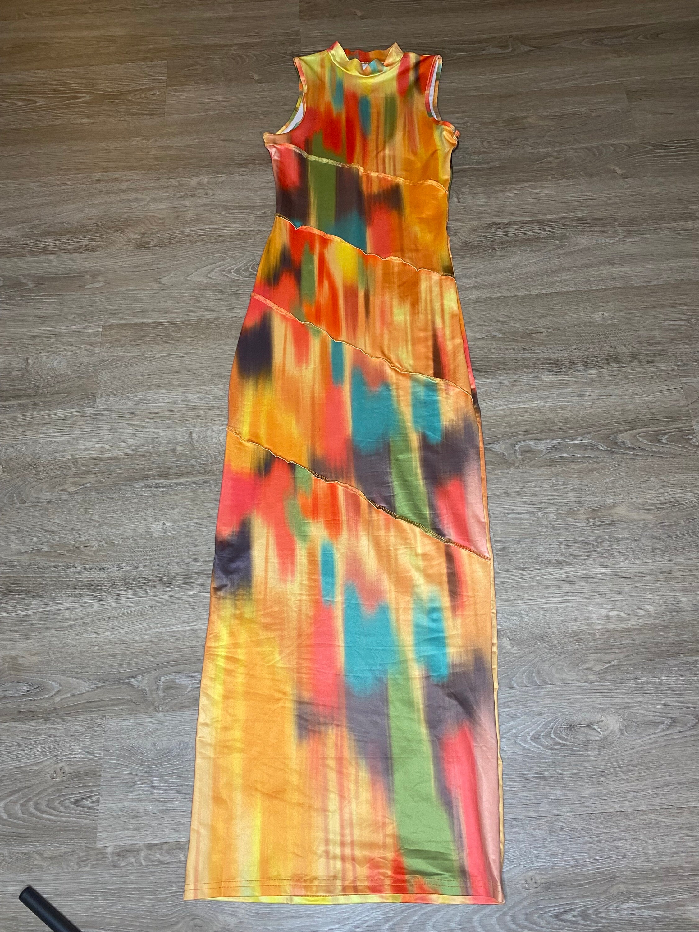rainbow tie dye bodycon dress Pink Tie Dye Maxi Dress