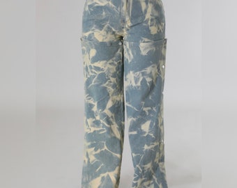 Tie-Dye Detachable Wide Leg Pants, High Waist Cotton Blend