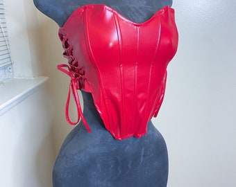 Red Sweetheart Corset Bustier Top, Adjustable String