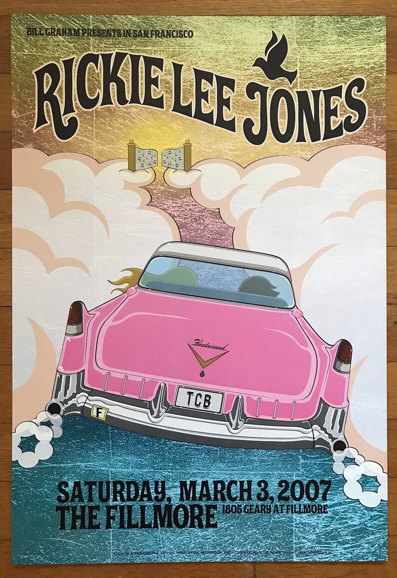 Rickie Lee Jones concert poster, Fillmore poster, offset poster, music poster, rock poster, Bill Graham presents, San Francisco poster image 1