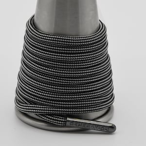 Black Silver  Paracord Generation Laces with a LIFETIME GUARANTEE  boot laces sneaker laces shoe laces skate laces black steel