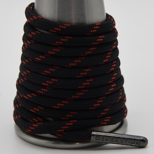 Black Red Paracord Generation Laces with a LIFETIME GUARANTEE  boot laces sneaker laces shoe laces skate laces racer