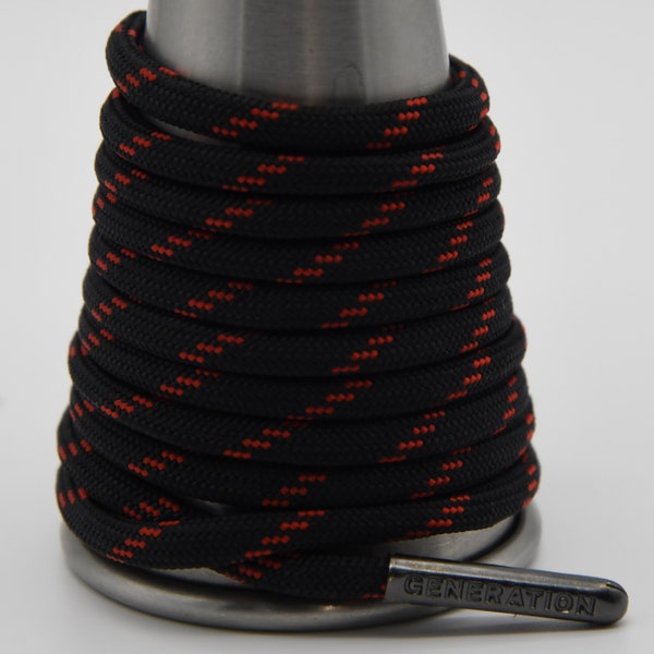 Black Red Paracord Generation Laces with a LIFETIME GUARANTEE  boot laces sneaker laces shoe laces skate laces racer