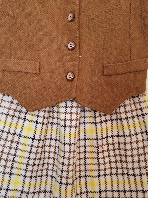 Vintage 60s Red/Green/Black Wool Tartan Plaid Mini Skirt +Pockets M main image 0