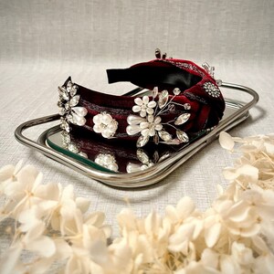 Queen Jane Crown - Handmade Headpiece - Red Luxury Headband - Jeweled Embellished Headband - Floral Knotted Headband - Party Tiara - Gift