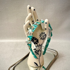 Queen Farah Crown - Handmade Headpiece - Blue Luxury Headband - Jeweled Embellished Headband - Hamsa Hand Braided Headband - Party Tiara