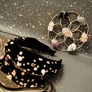 Corona de la reina Letizia, Tocado hecho a mano, Diadema de lujo negra, Diadema adornada con joyas, Diadema anudada de galaxia, Tiara de fiesta