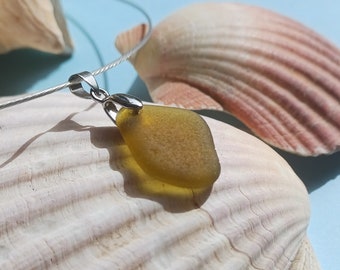Polished glass "Ochre": Choker necklace and pendant