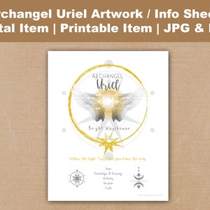 Digital Item | Archangel Uriel Spiritual Art Downloadable Informational Page | Archangel Uriel | Power Angel