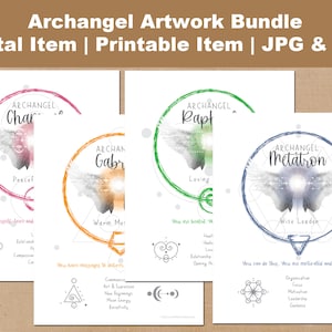 Seven Archangels Spiritual Art Downloadable Informational Pages | Archangel Digital Bundle | 7 Printable Pages