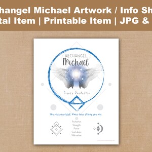 Archangel Michael Spiritual Art Downloadable Informational Page | Archangel Digital Download | Strength Angel