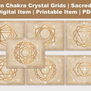 Seven Chakra Crystal Grids | Sacred Geometry Art | Chakra Bundle | Digital Download