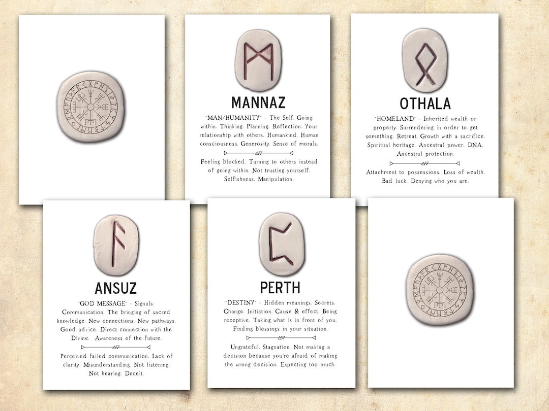 Viking Runes Downloadable Pages to Cut Into Cards Runes Digital Bundle ...
