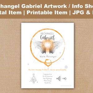 Digital Item | Archangel Gabriel Spiritual Art Downloadable Informational Page | Archangel Gabriel | Communication Angel