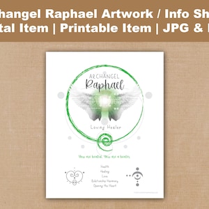 Archangel Raphael Spiritual Art Downloadable Informational Page | Archangel Raphael Digital Download | Healing Angel