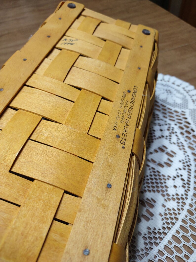 Longaberger Slanted Basket Rectangular With Plastic Liner 1998