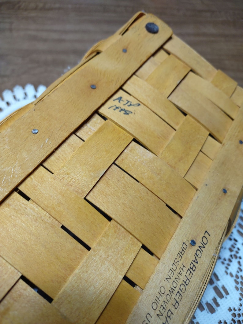 Longaberger Slanted Basket Rectangular With Plastic Liner 1998