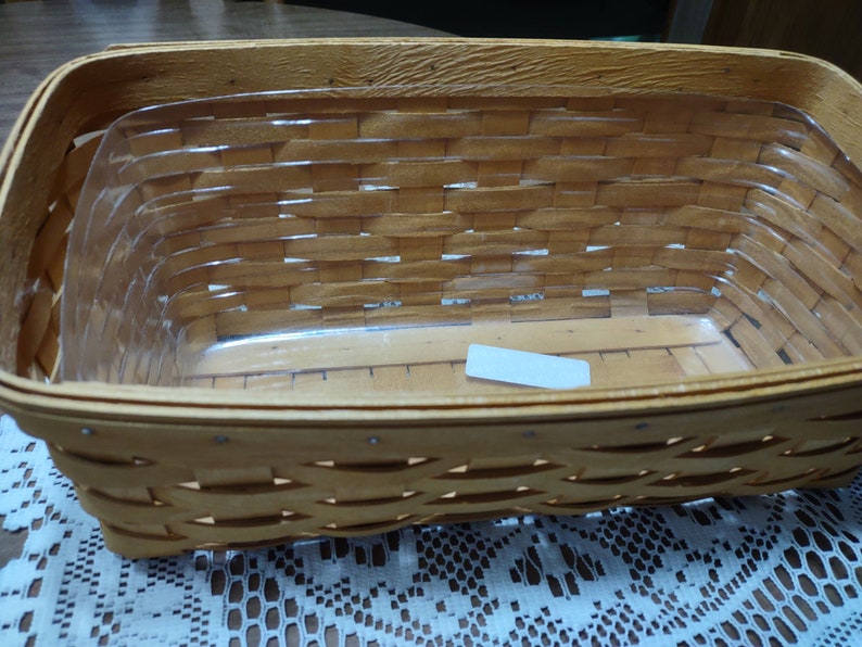 Longaberger Slanted Basket Rectangular With Plastic Liner 1998