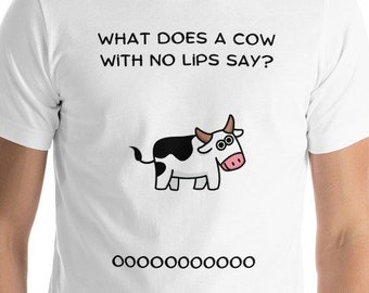 Dad Joke Shirt - Kuh sagt Ooo - Kurzärmeliges Unisex T-Shirt