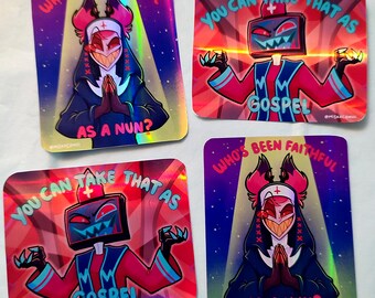 Holographic Vinyl Stickers: Hazbin Hotel