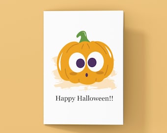 Printable Happy Halloween Card / Instant Download PDF / Pumpkin Card Template / Halloween Digital Card / Halloween Party Invitation