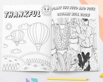 Inspirational Coloring Book - Positive Vibes - Adult Coloring Book - Cute Coloring Book - Anxiety Gift- Relaxation And Stress Relief