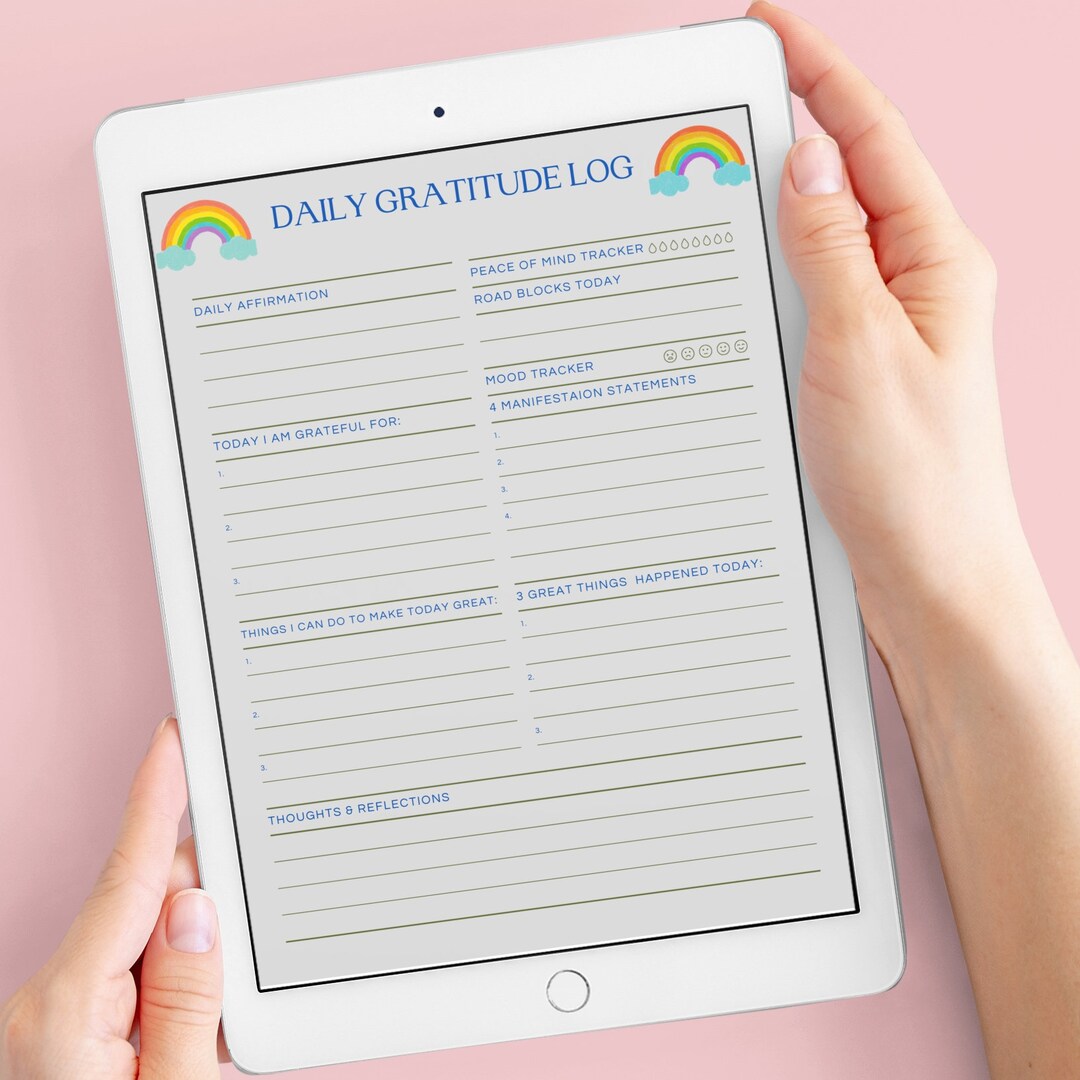 Gratitude Journal Printable Bundle 10 Pages Mindfulness Log 
