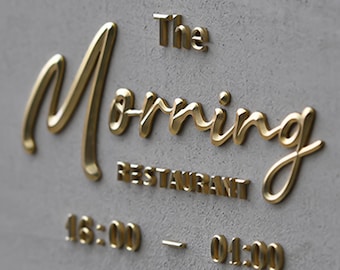 Custom 3D Brass Letters: Vintage Metal Sign, Home Office Decor