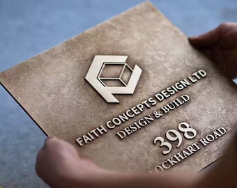 Custom Brass Sign: Engraved Metal Plaque, Villa Company Doorplate