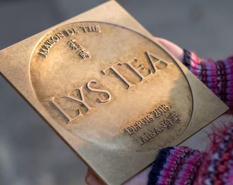 Custom Brass Store Sign: Vintage Patina, Handcrafted Business Nameplate