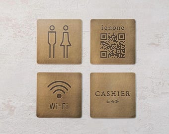 Handcrafted Brass Direction Sign | Custom Etched Indoor Office & Restroom Plaque
