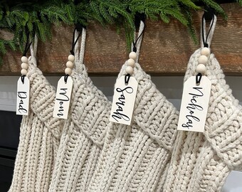 Personalized Wooden Stocking Tag, Stocking Name Tag, Farmhouse Name Tag For Christmas Stocking, Gift Tag, Wood Stocking Tag, Christmas Decor