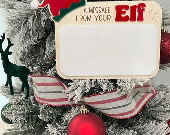 A Message From Your Elf Sign - Personalized Elf Sign - Message From Your Elf - Dry Erase Sign For Elf - Elf Prop - Reusable Elf Sign - Elf