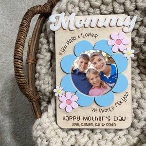Mother&#39;s Day Fridge Magnet Photo Frame - Fridge Photo Magnet - Mother&#39;s Day Gift - Gift For Grandma - Gift For Mom - Mother’s Day Flowers