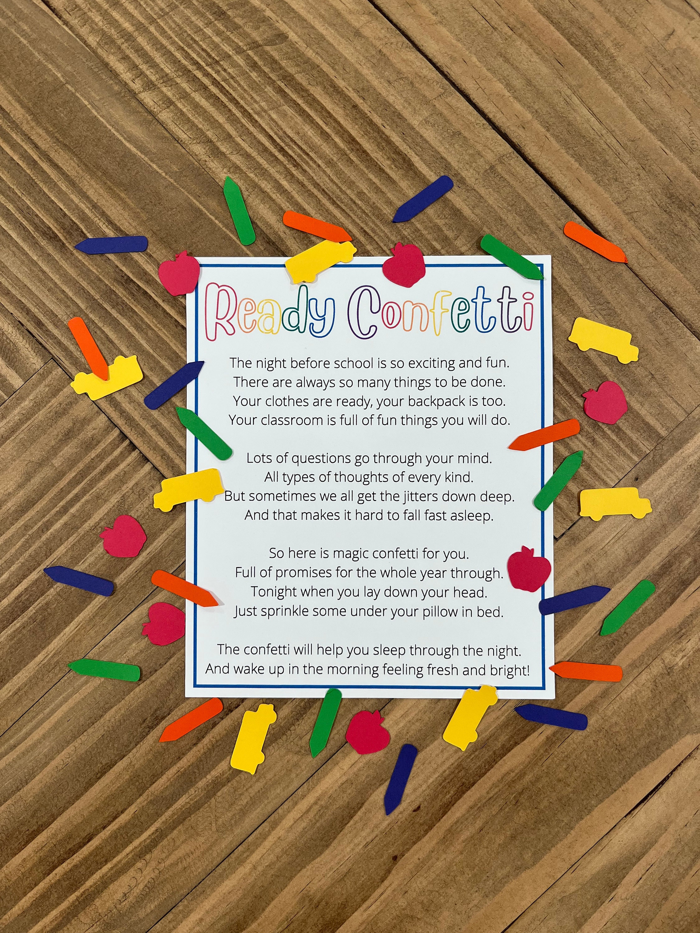 Ready Confetti Night Before School First Day of School - Etsy