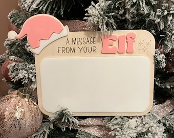 A Message From Your Elf Sign - Personalized Elf Sign - Message From Your Elf - Dry Erase Sign For Elf - Elf Prop - Reusable Elf Sign - Elf