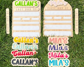 First Day of School Sign Personalized Interchangeable Names - Last Day School Sign - Personalized Back To School Sign - Photo Prop - School