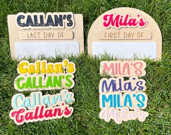 First Day of School Sign Personalized Interchangeable Names - Last Day School Sign - Personalized Back To School Sign - Photo Prop