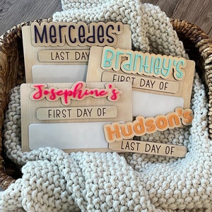 First Day of School Sign Personalized Interchangeable Names - Last Day School Sign - Personalized Back To School Sign - Photo Prop