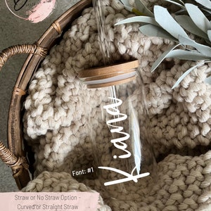 Personalized Name Iced Coffee Cup - Iced Coffee Cup with Lid and Straw - Beer Can Glass with Lid & Straw - Bridal Party Gift - Glass Tumbler