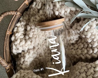 Personalized Name Iced Coffee Cup - Iced Coffee Cup with Lid and Straw - Beer Can Glass with Lid & Straw - Bridal Party Gift - Glass Tumbler