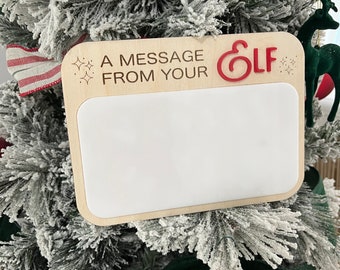 A Message From Your Elf Sign - Personalized Elf Sign - Message From Your Elf - Dry Erase Sign For Elf - Elf Prop - Reusable Elf Sign - Elf