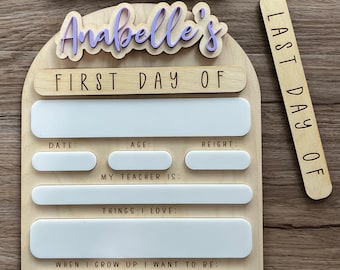 First Day of School Sign Personalized Interchangeable Names - Last Day School Sign - Personalized Back To School Sign - Photo Prop