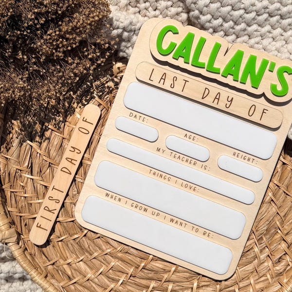Personalized First & Last Day of School Sign | Reusable School Photo Prop | Dry Erase Milestone Board