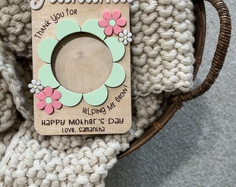 Thanks For Helping Me Grow - Mother's Day Fridge Magnet Photo Frame - Fridge Photo Magnet - Daycare Gift - Gift For Grandma - Teacher Gift