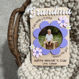 Mother&#39;s Day Fridge Magnet Photo Frame - Fridge Photo Magnet - Mother&#39;s Day Gift - Gift For Grandma - Gift For Mom - Mother’s Day Flowers