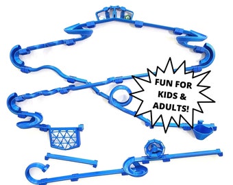 Magnetic Marble Run Set STEM Toy - Great for kids and adults! - Blue